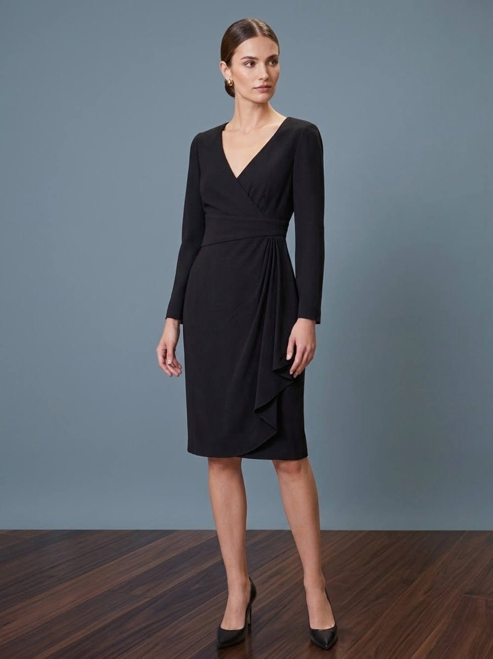 Armani Collezioni Black V-Neck Wrap Dress